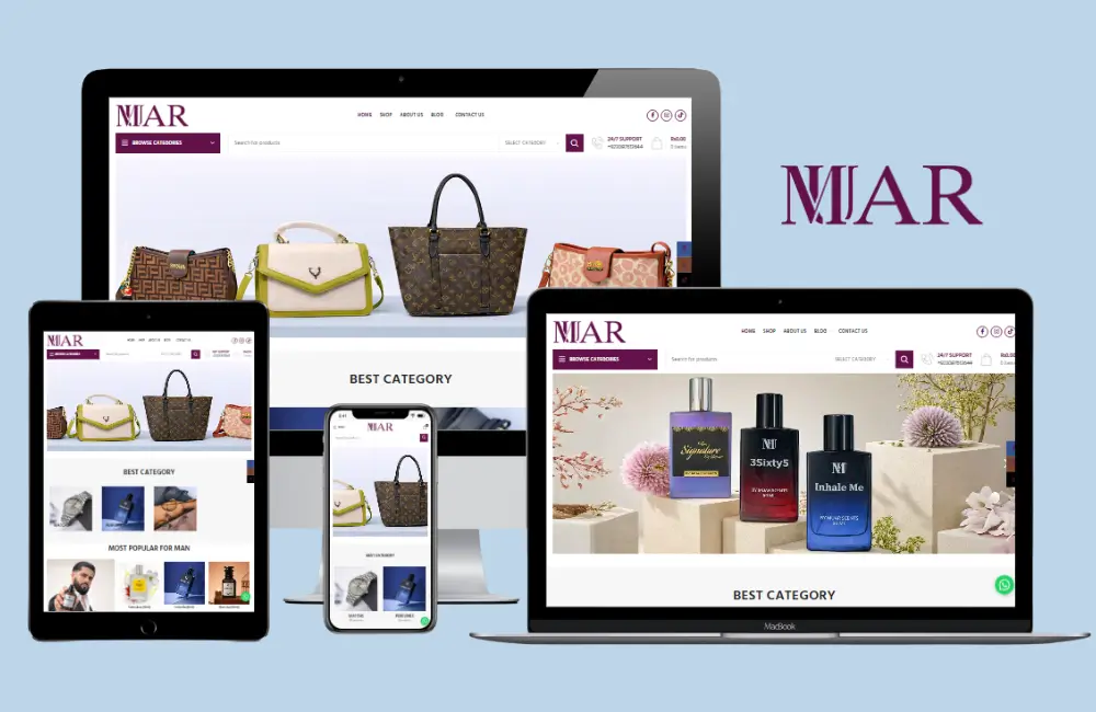 Online fashion accessories ecommerce store for watches perfumes and bags